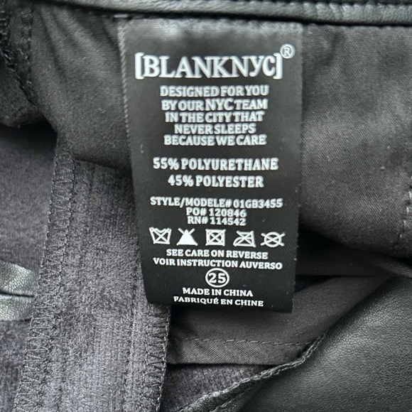 Blank NYC Faux Leather Wide Leg Trouser Pants Size 25 - Picture 8 of 11